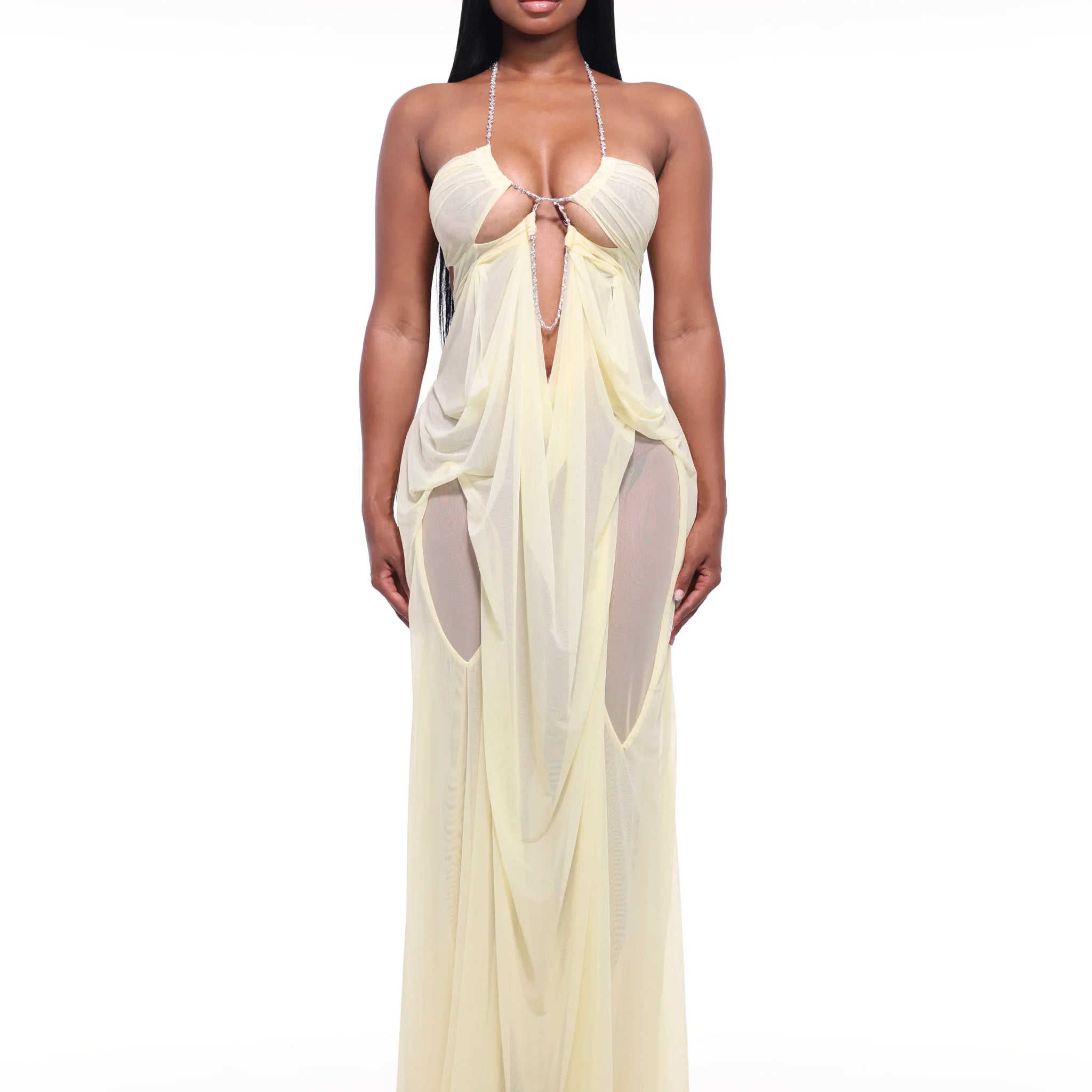 Luxe Soleil Mesh Gown Dress