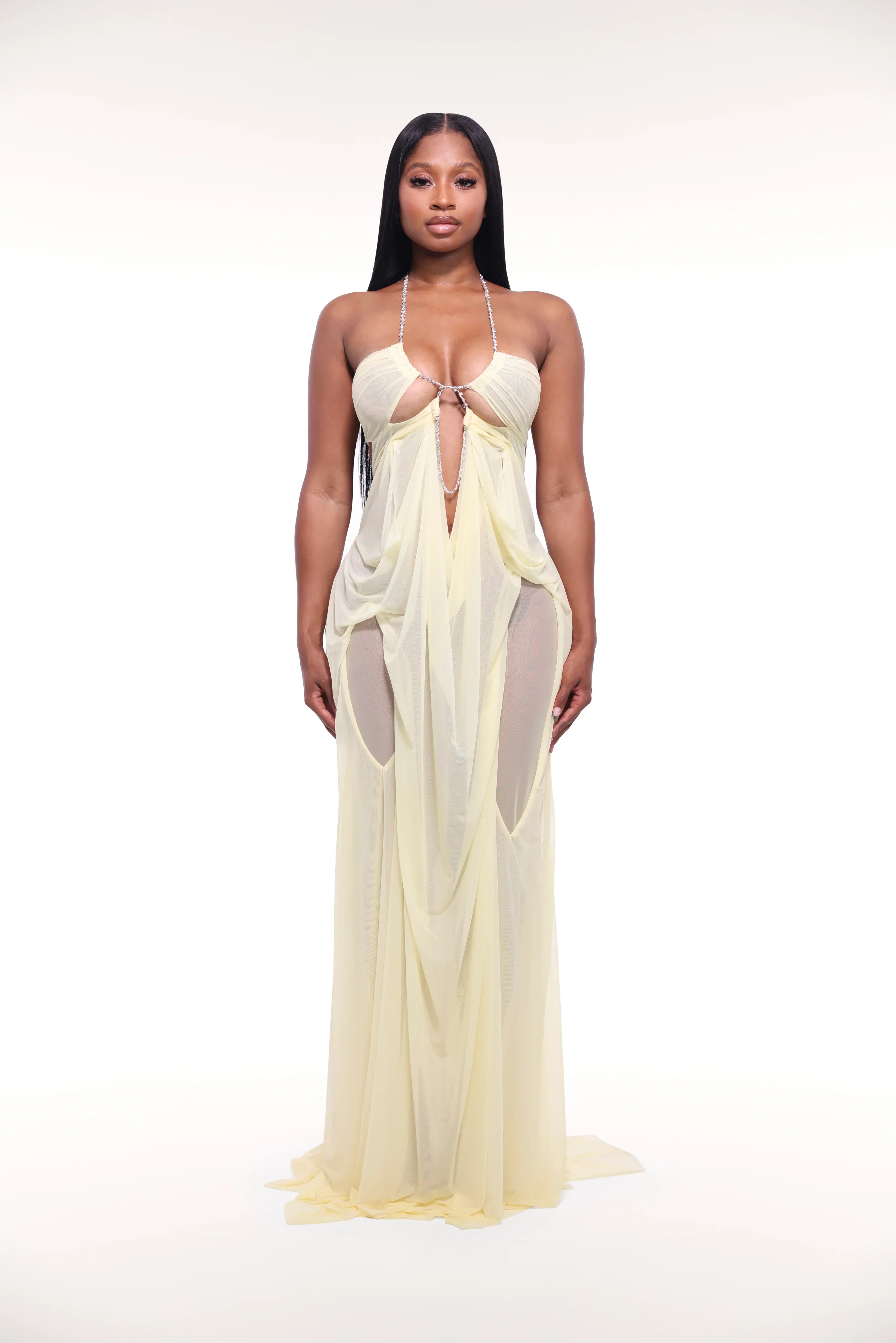 Luxe Soleil Mesh Gown Dress