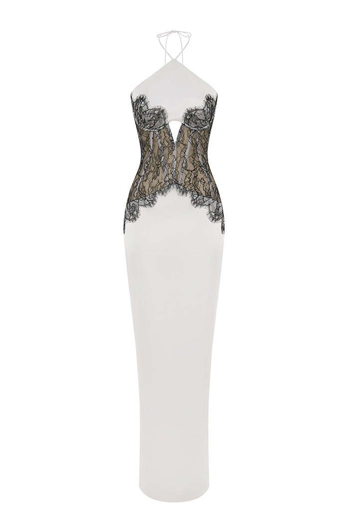 Ivory Noir Lace Corset Gown