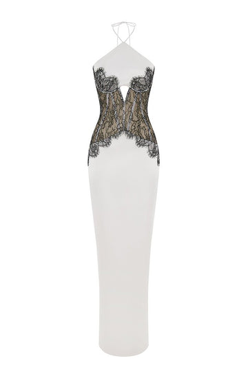 Ivory Noir Lace Corset Gown