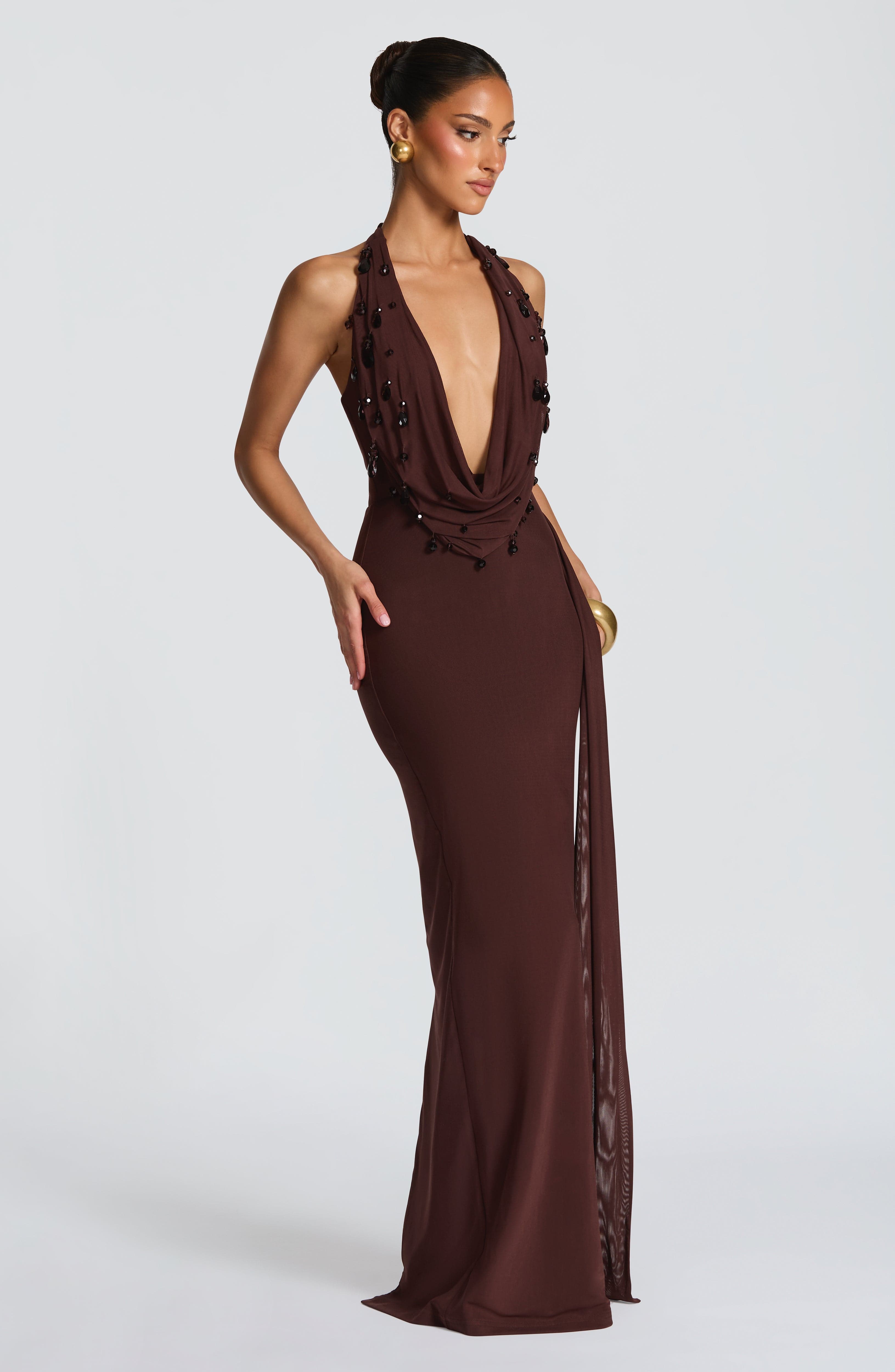 Pure Serenity Maxi Dress - Plum Brown