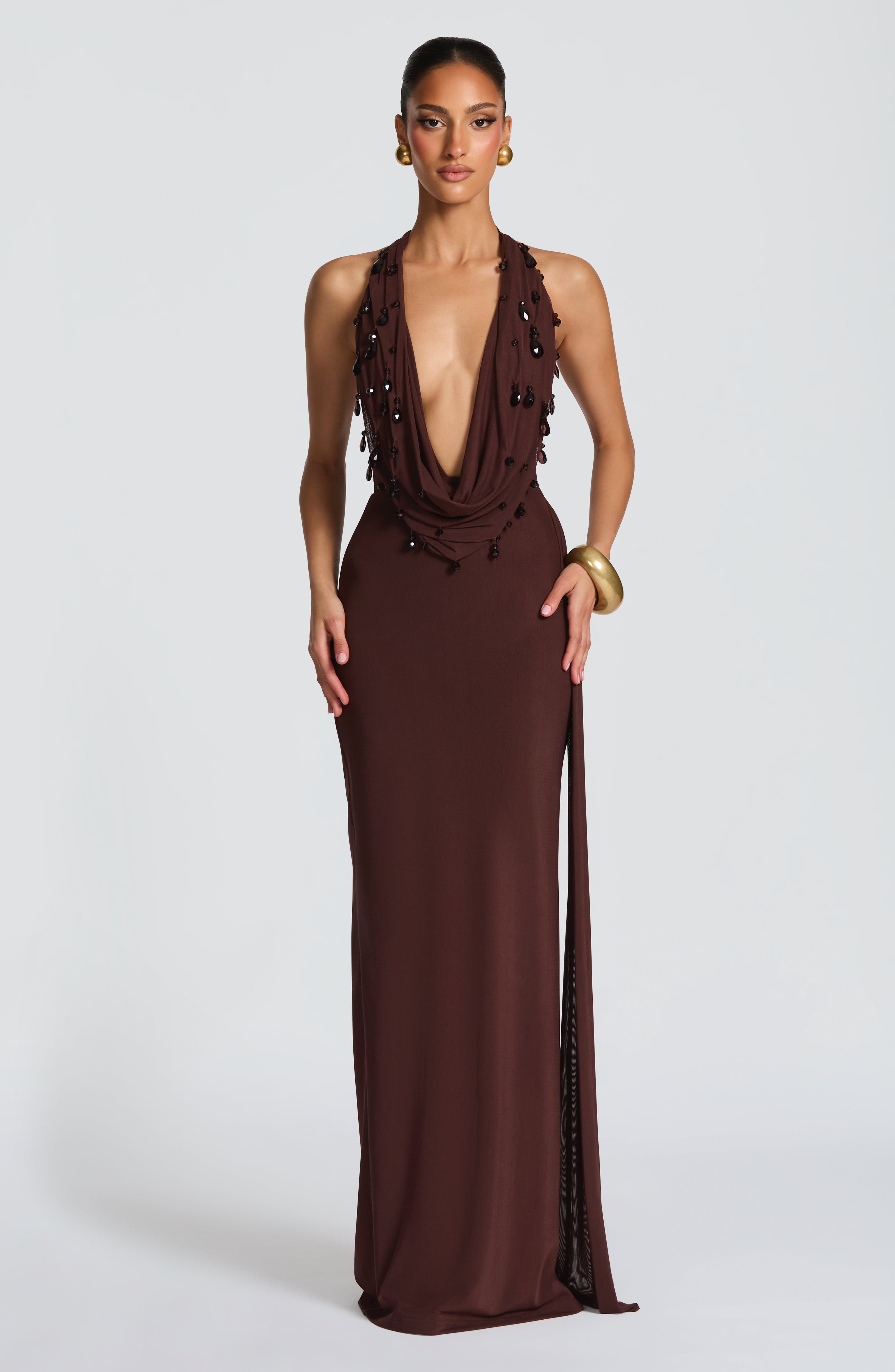 Pure Serenity Maxi Dress - Plum Brown