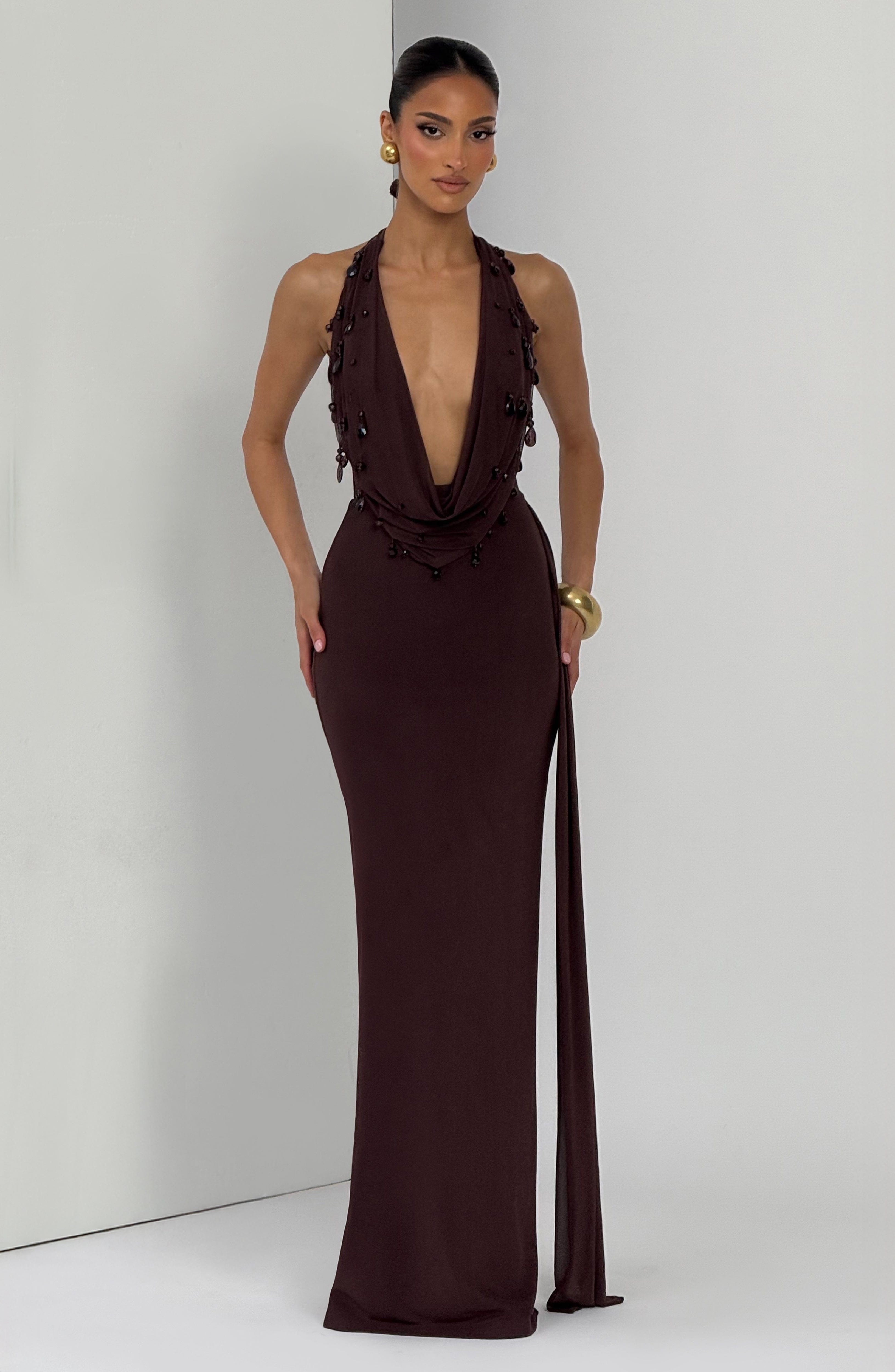Pure Serenity Maxi Dress - Plum Brown